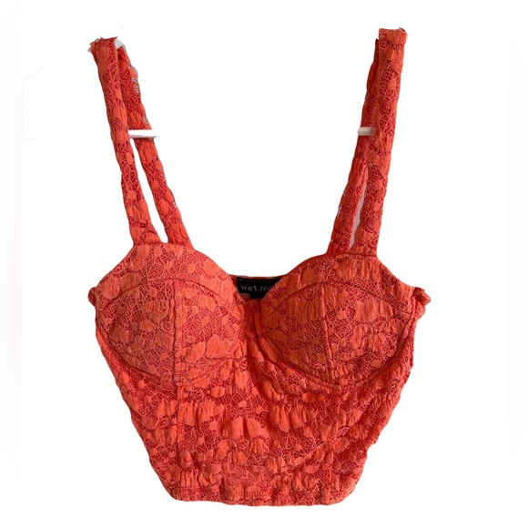 Wet Seal Padded Lace Bustier Bralette Crop Top - Picture 1 of 4